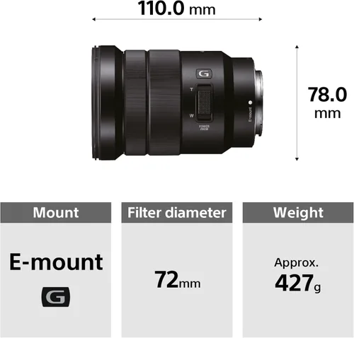 Vista 7 de Lente Sony SELP18105G E PZ 18-105mm F4 G OSS, Negro