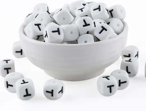 Vista 19 de Cuentas de silicona de corazón cuadrado blanco de 0.472 pulgadas, 20 cuentas de silicona con números de corazón para hacer llaveros, ideal