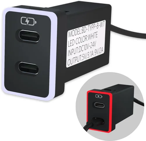 Vista 9 de Cargador de coche para Toyota USB C Dual Port Pd Tipo C Carga Azul/rojo (1.3 x 0.9 pulgadas)