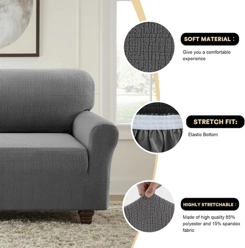 Vista 5 de PrinceDeco Fundas de sofá impermeables dobles para sofás, funda elástica para silla antideslizante, lavable, protector de muebles a prueba de fugas