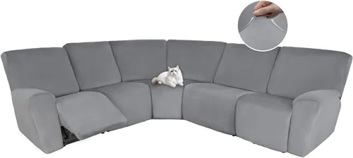 Vista 61 de HDCAXKJ Fundas de sofá seccional reclinable de terciopelo, cubierta de sofá seccional en forma de L, lavable, elástica, suave, para rincón