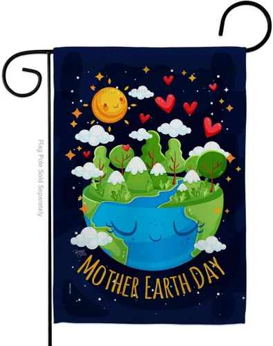 Vista 6 de Breeze Decor - Bandera inspiradora de la madre tierra para jardín, colección de expresión, planeta, paz, medio ambiente, concienciación, pequeño