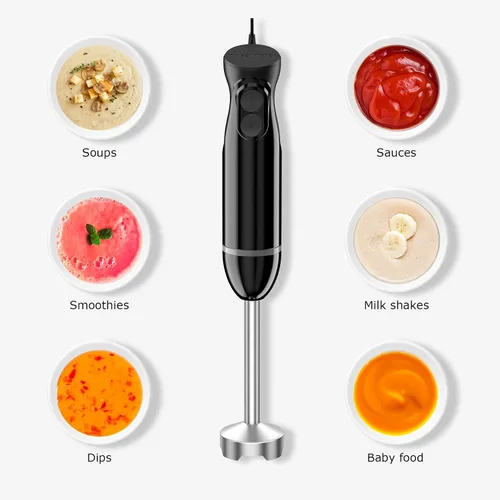 Vista 3 de Bonsenkitchen Hand Blender, Immersion Blender with 2 Mixing Speed, Electric Handheld Mixer Portable Stick Mixer with Stainless Steel Blades for