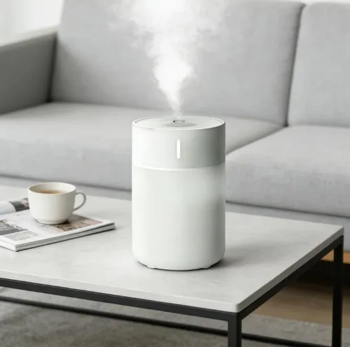 Vista 4 de Humidificador de escritorio con niebla fría, diseño compacto, color blanco