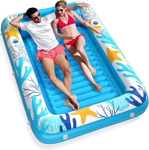 Vista 22 de Jasonwell - Flotador inflable para piscina, 4 en 1, almohadilla para tomar sol para adultos, relajarse en la piscina, flotador lleno de juguetes