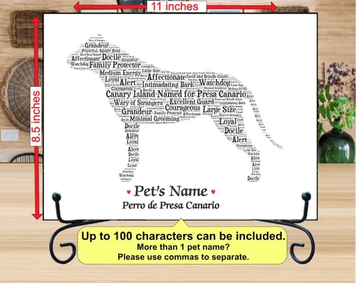 Vista 2 de PetArt.us Perro de Presa Canario - Impresión artística personalizada - Nombre de mascota personalizado, regalo para los amantes de los perros