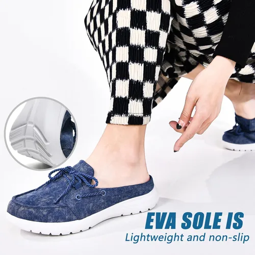 Vista 3 de Buyrew Pantuflas para mujer, cómodas, de lona de punto, con soporte de arco, transpirables, pantuflas de casa