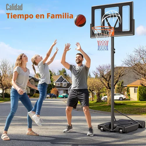 Vista 2 de Yohood Aro de baloncesto para exteriores ajustable de 10 pies, sistema de portería de baloncesto portátil para niños, jóvenes y adultos en patio