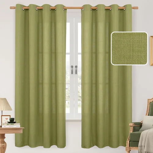 Vista 110 de LAMIT Cortinas de lino marrón caramelo para sala de estar, 84 pulgadas, de lino sintético, texturizado, filtrante de luz, paneles de privacidad