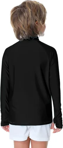 Vista 7 de AOBUTE Camiseta unisex con cremallera para niños, protección UV UPF 50+, con agujero para el pulgar, de 3 a 12 años