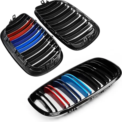 Vista 3 de X5 E70 - Rejilla de riñón de color negro brillante M para BMW X5 E70 X6 E71 2007-2014 (láminas dobles de color M)
