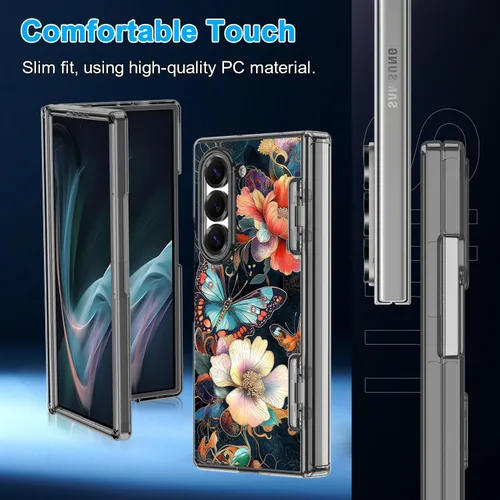 Vista 8 de Hekodonk Funda para Galaxy Z Fold 6, compatible con MagSafe, brilla en la oscuridad, protector de pantalla frontal, soporte, protección de bisagra