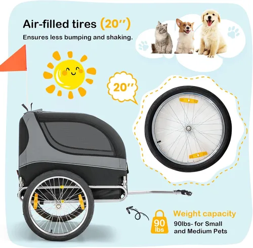 Vista 4 de Remolque de bicicleta para perros – HAPPAWS - Remolque para perros para bicicleta, remolques de ciclo de carga, carrito de transporte para mascotas