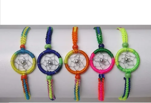 Vista 4 de # 91Fifty Pack Woven Dream Catcher pulseras de la amistad Varios colores Perú Arte