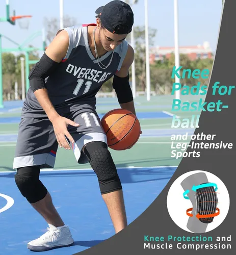 Vista 2 de Rodilleras HiRui para niños, jóvenes y adultos, rodilleras para baloncesto y béisbol, rodilleras de apoyo, rodilleras anticolisión, rodilleras