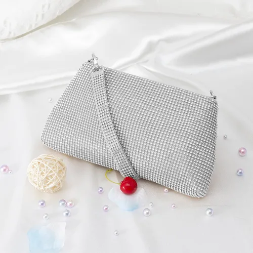Vista 4 de Desy & Feeci Bolso de noche para mujer, bolso de mano completo con diamantes de imitación para mujer, dama, niña, novia, graduación, cóctel, fiesta