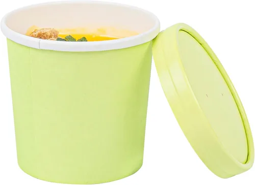 Vista 5 de Restaurantware - Bio Tek - Vasos de sopa desechables de 12 onzas, 25 tazas de sopa de papel para microondas - Las tapas ventiladas se venden por