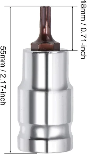 Vista 4 de uxcell Longitud del acero 180.4 ft m del zócalo S2 de la broca Torx de la impulsión de 1/2 pulgada T25