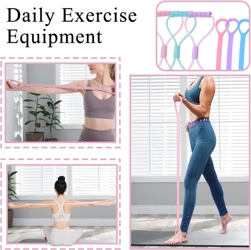 Vista 7 de Paquete de 2 bandas de resistencia de figura 8, bandas elásticas de entrenamiento para ejercicio, brazo, espalda, hombro, fitness, equipo de cuerda