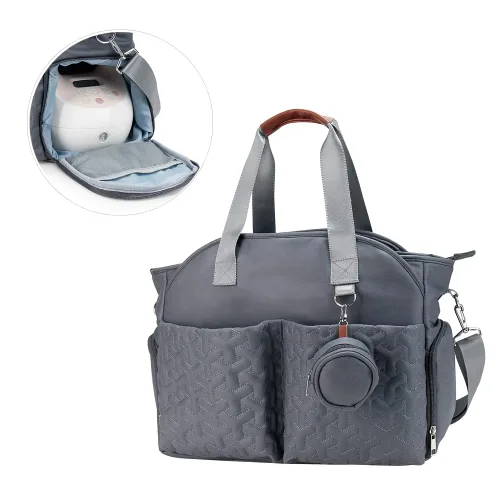 Vista 8 de Bolsa para extractor de leche – Bolsa de pañales para bebé con funda para laptop y bolsillo de aislamiento, se adapta a la mayoría de extractores