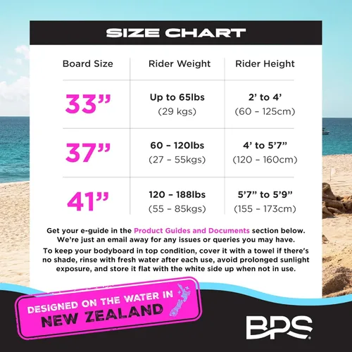 Vista 2 de BPS Tabla de Bodyboard "Shaka" de Nueva Zelanda para Todas las Condiciones de Olas - Ligera con Núcleo de EPS, Parte Inferior Lisa de HDPE, Tablas