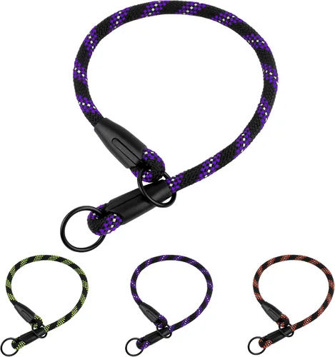 Vista 9 de BronzeDog Rope Pro - Collar de entrenamiento para perro trenzado sin tirones, collares redondos de liberación rápida para perros pequeños, medianos