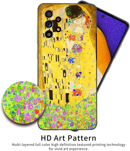 Vista 4 de Berkin Arts Funda de silicona compatible con Samsung Galaxy A52 5G 4G/A52S 5G con diseño antideslizante, color amarillo, romántico, Luv San