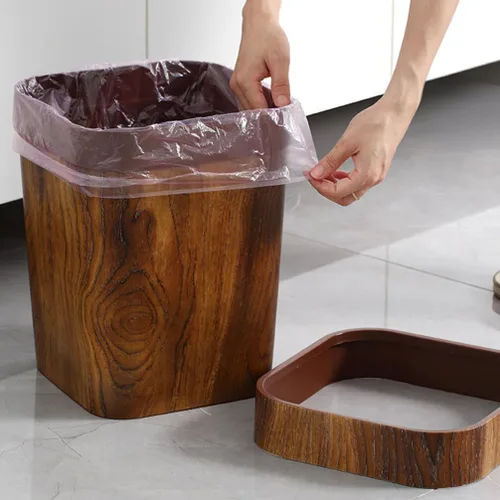 Vista 6 de Holibanna Basurero rectangular de 3.7 galones, papelera rústica para reciclaje, cesta de almacenamiento para oficina, baños, cocinas