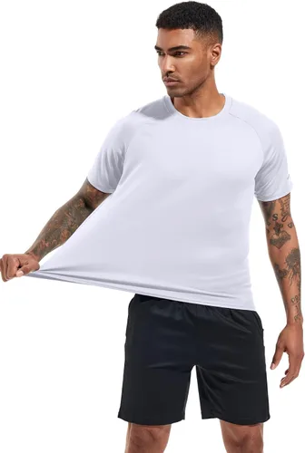 Vista 3 de Paquete de 1 o 3 camisetas de entrenamiento para hombre, camisetas de manga corta que absorben la humedad, camisetas deportivas de manga corta