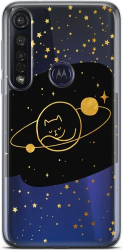 Vista 3 de Mertak Funda para teléfono compatible con Motorola Edge + Moto G9 G8 Plus G7 Play Power Z4 Flexible Gold Design Stars Cover Girl Light Women Slim