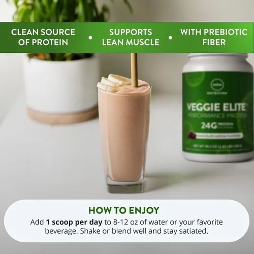 Vista 4 de MRM Nutrition Veggie Elite Performance Proteína Sabor a moca de chocolate Proteína a base de plantas Fácil de digerir Con BCAA Vegano +