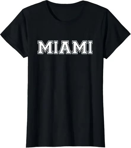 Vista 32 de Camiseta de regalo deportiva estilo universitario Miami Florida, Negro, S