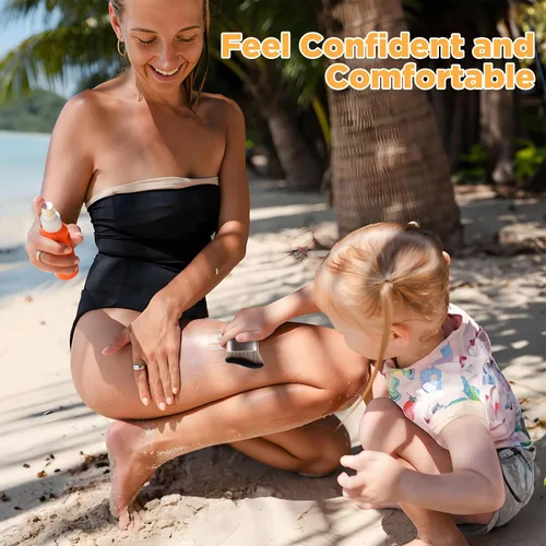 Vista 2 de Cepillo autobronceador Kabuki, aplicador corporal vegano para cara Cerdas sintéticas suaves para una mezcla de bronceado sin rayas, se adapta a