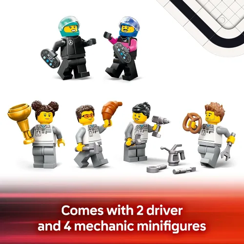 Vista 6 de LEGO City F1 Garage & Mercedes-AMG y Alpine Cars Toy – Modelo de juguete de construcción de autos de carreras y juego portátil para niños, niños