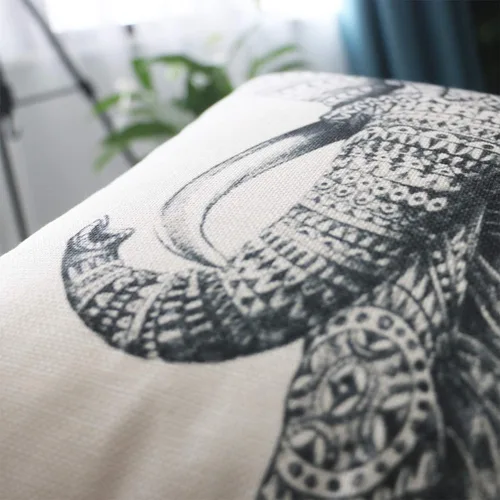 Vista 6 de Juego de 2 fundas de almohada decorativas de 18 x 18 pulgadas, diseño de elefante (diseño de elefante)