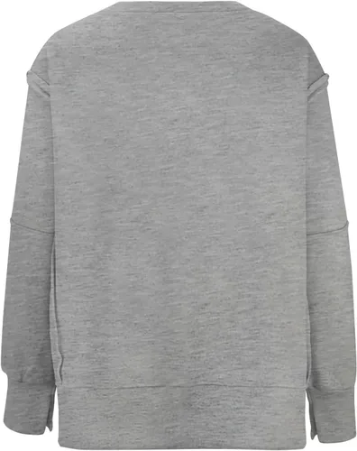 Vista 6 de Ceboyel Sudadera de gran tamaño para mujer 2023, color sólido, cuello redondo, suéter con abertura lateral, cómodo ropa de moda de otoño