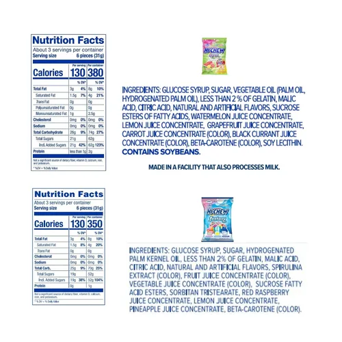 Vista 3 de HI-CHEW Caramelos de mezcla variada, paquete de 4 bolsas, 17 sabores dulces masticables agridulces, divertidos y suaves únicos, sabores frutales