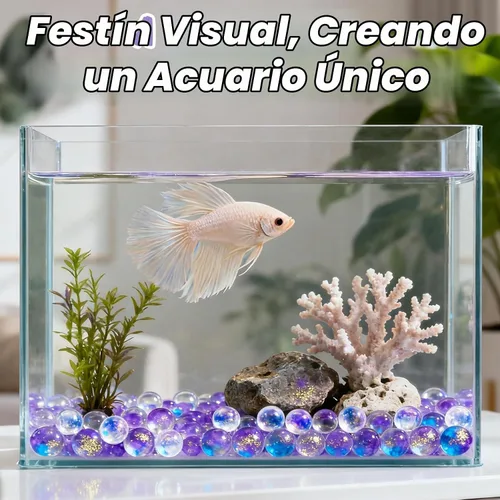 Vista 4 de Sukh - 100 unidades de canicas de cristal, diseño de ojo de gato morado, bolas de relleno de jarrón a granel de 0.39 pulgadas