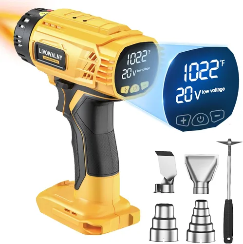 Vista 13 de LIVOWALNY Pistola de calor compatible con batería Milwaukee de 18 V (solo herramienta) Pistola de calor inalámbrica de 350 W de 122 ℉ ~ 1022 ℉