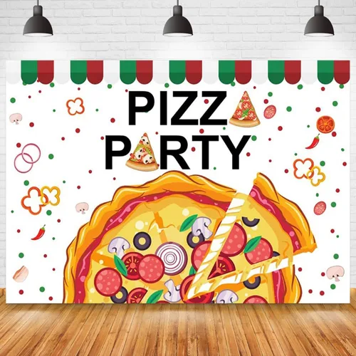 Vista 5 de Fondo de fotografía para fiesta de pizza, fondo de fotos con tema de cocina, para niños y niñas, cumpleaños, recién nacido, baby shower, decoración