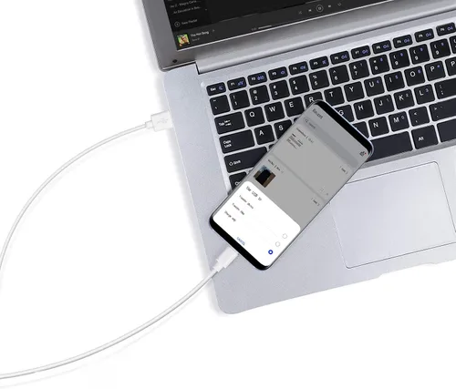 Vista 3 de Smays Cable USB a Micro USB Cable de carga de 3 pies, color blanco