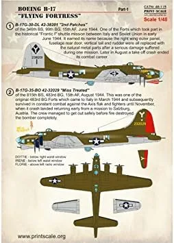 Vista 2 de Adhesivo para Avión B-17 Flying Fortress, Parte 1 1/48 IMPRESIÓN ESCALA 48-115