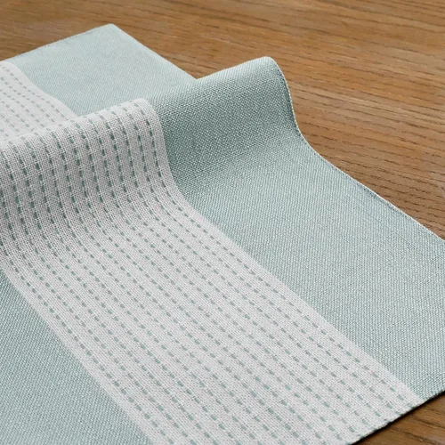 Vista 3 de Wracra Juego de 4 manteles individuales de lino, 12 x 18 pulgadas, manteles individuales de macramé para mesa de cocina y resistentes al calor Aqua