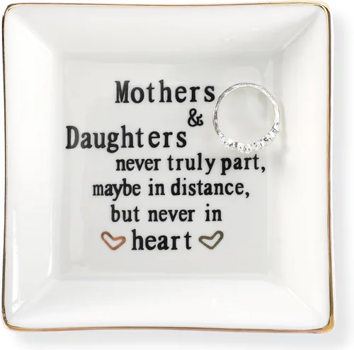 Vista 19 de HOME SMILE Regalos para el Día de la Madre de sobrina, tía y sobrina, bandeja de cerámica para joyas de tías, cumpleaños, San Valentín, Acción