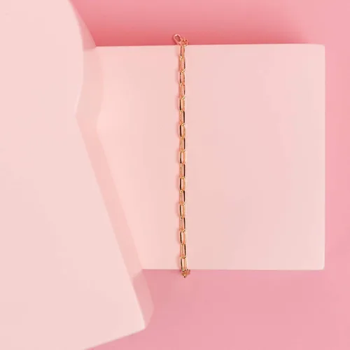 Vista 4 de PAVOI Pulsera ajustable chapada en oro de 14 quilates con clipbordilloFigaro para mujer