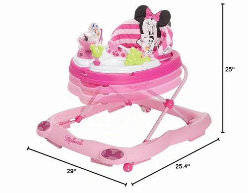 Vista 10 de Andadores y centro de actividades para bebés Minnie Mouse de Disney Baby, andador rosa con música y luces de purpurina