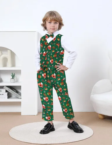 Vista 115 de A&J DESIGN Conjunto de traje de caballero para niños pequeños, 3 piezas, camisas, chaleco y pantalones