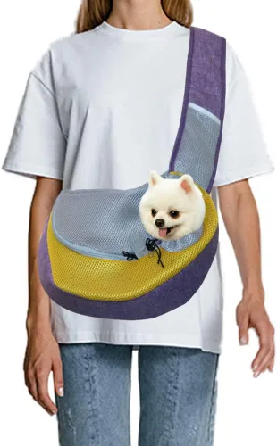 Vista 7 de FEimaX Transportador para perros y cachorros, bolsa para perros pequeños y gatos, malla transpirable, manos libres, con correa ajustable, para Rosa