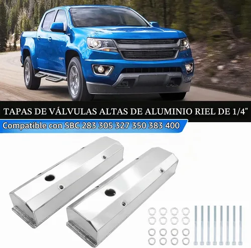 Vista 7 de Cubiertas altas de aluminio anodizado transparente para válvulas de 1/4" riel compatible con SBC Che-vy 283 305 327 350 383 400