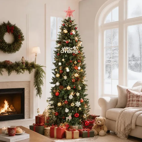 Vista 14 de GarveeHome Juego de 2 árboles de Navidad preiluminados de 3 pies, árboles de Navidad artificiales con 78 luces LED, árbol de Navidad preiluminado